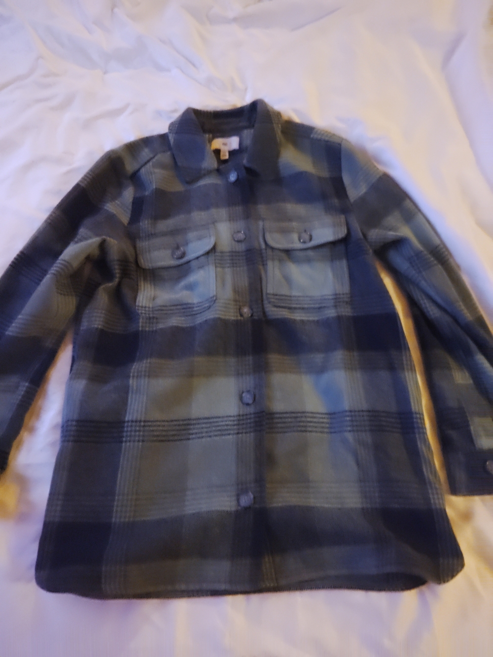 bp Plaid Button-Up Shirt Jacket in Navy and Olive